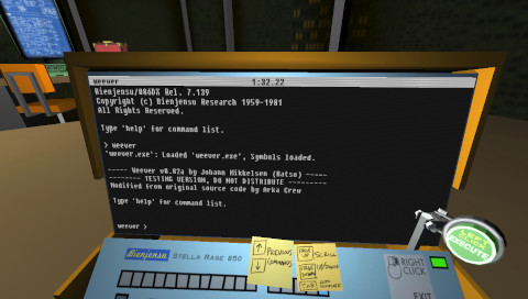 A computer displaying command-line interface used to solve puzzles.