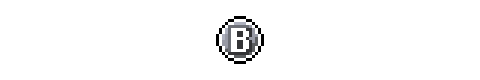 Pixilated coin with the letter B in the center.